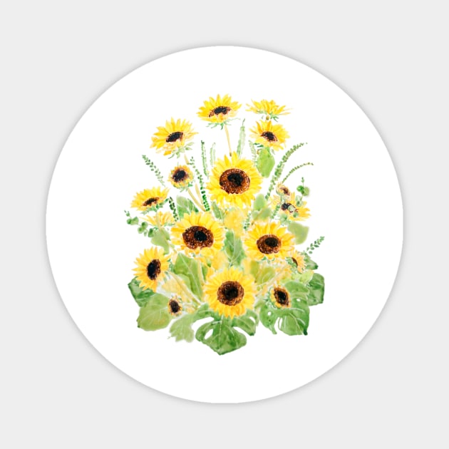 sunflowers and leaves arrangement Magnet by colorandcolor